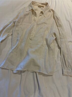 **Vintage Patrick Christopher 100% Linen Button-Up — Size M**